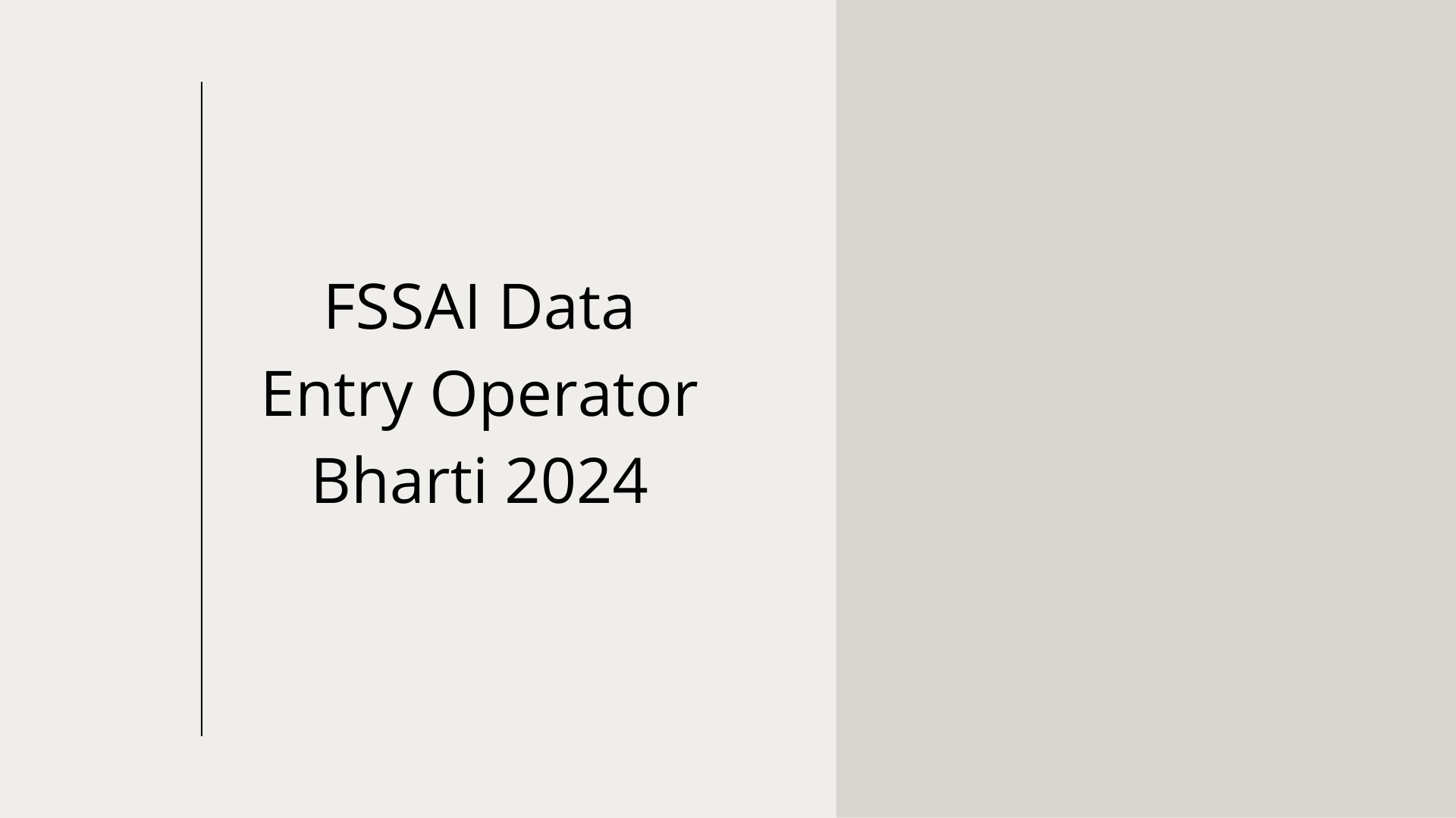 FSSAI Data Entry Operator Bharti 2024