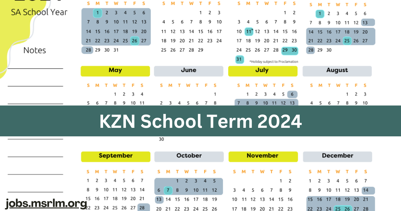 KZN School Term 2024 School Term 2024 Public Holiday MSRLM