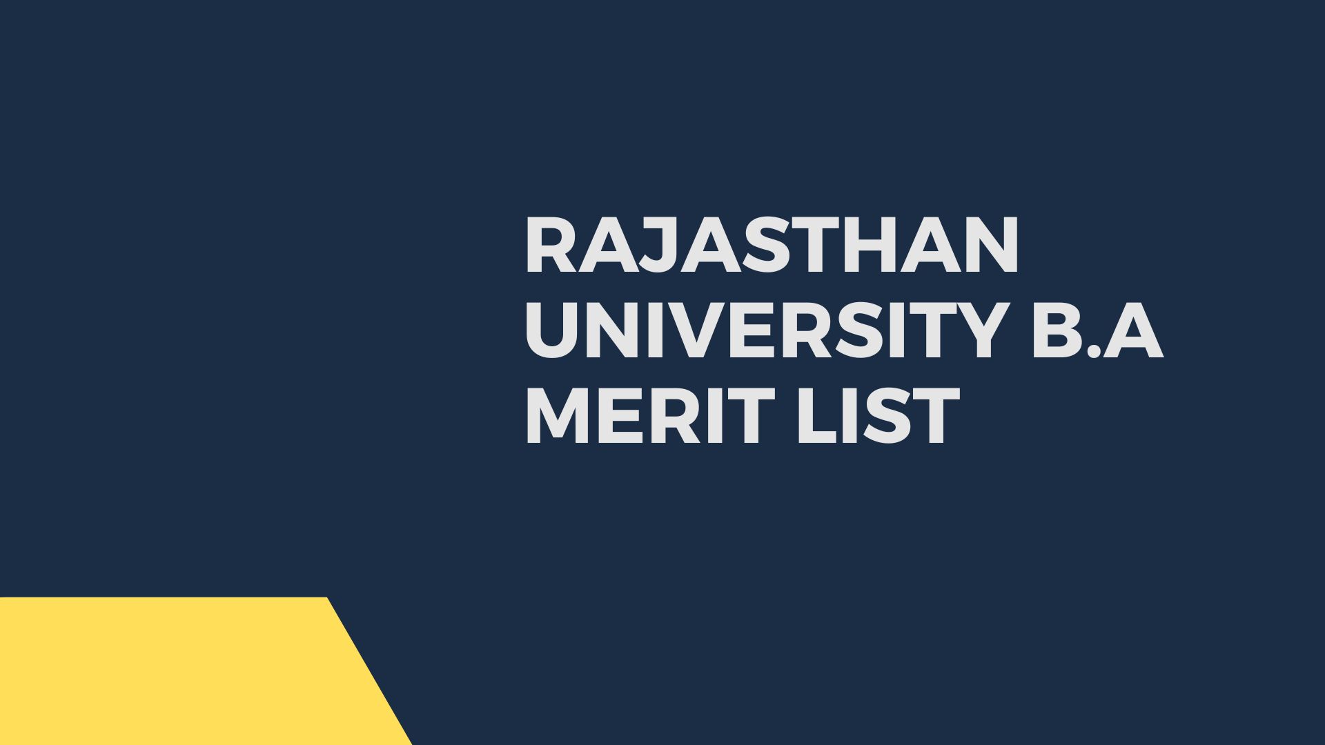 Rajasthan University B.A Merit List